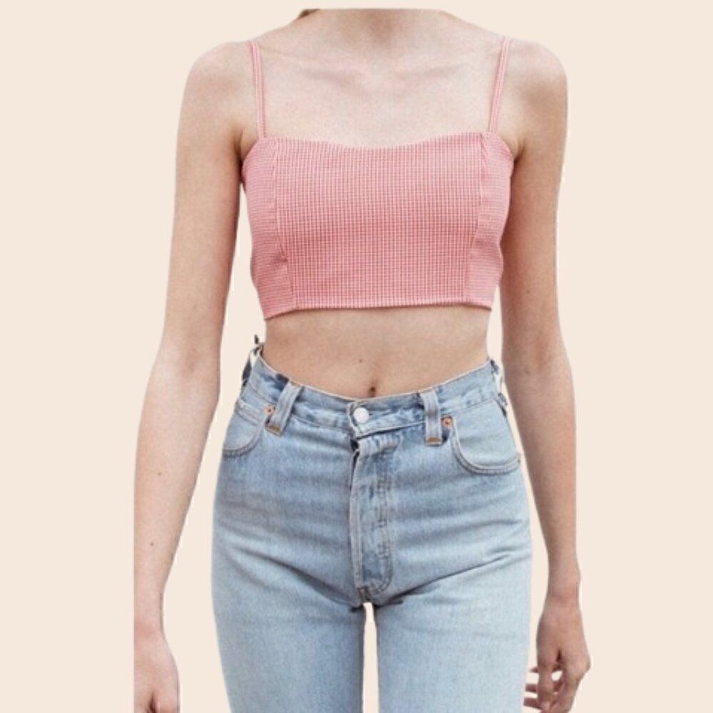 Brandy Melville Red & White Gingham Crop Top